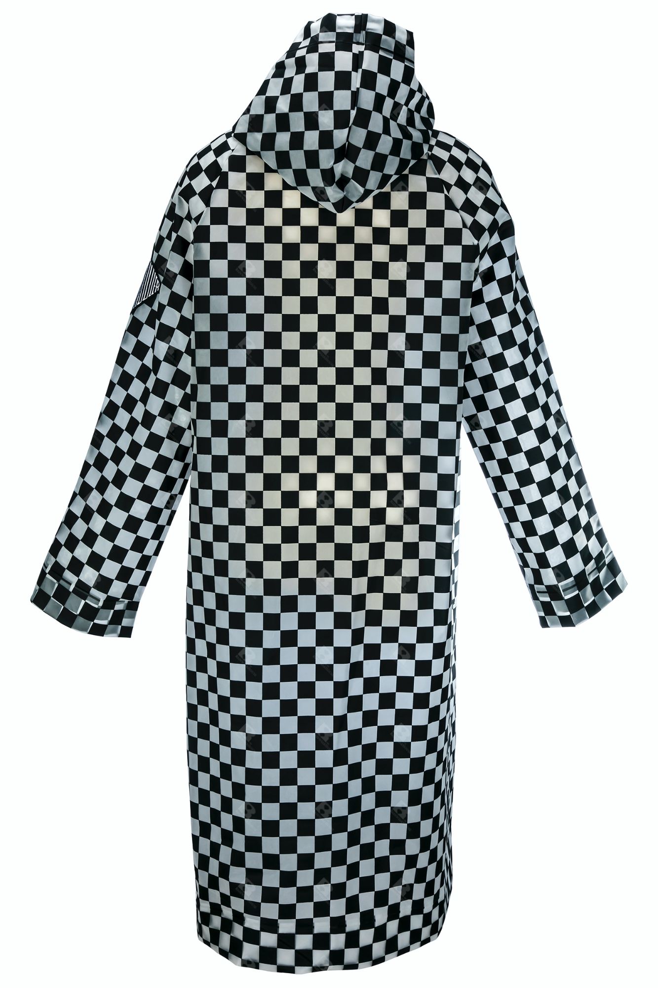 Black and 2024 white checkered raincoat